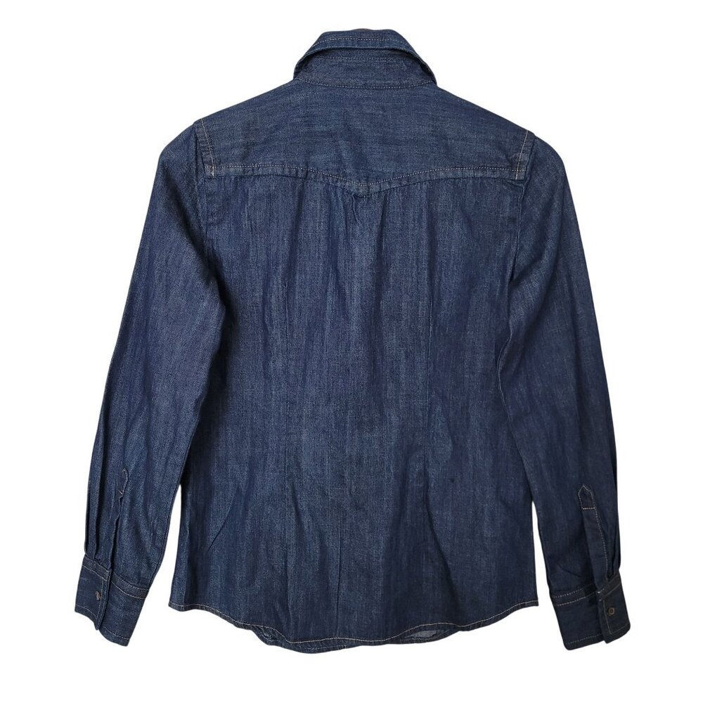 Banana Republic Denim Shirt Womens Size 2 Dark Blue Button Up Cotton NWT - Picture 2 of 5